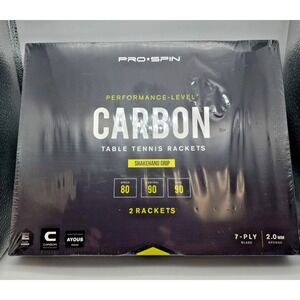 PRO-SPIN Carbon Ping Pong Performance Level Table Tennis Paddles 2 pk Sealed/New